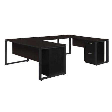 Regency Pedestal Desk Desks > U-Desks > Structure U-Desks with Storage, 102 D X 29 H, 66 W X Wood|Metal STUDMP663048MWBK